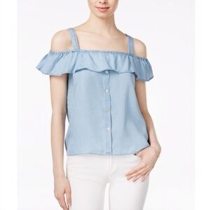 NWT Maison Jules cold shoulder chambray tank top